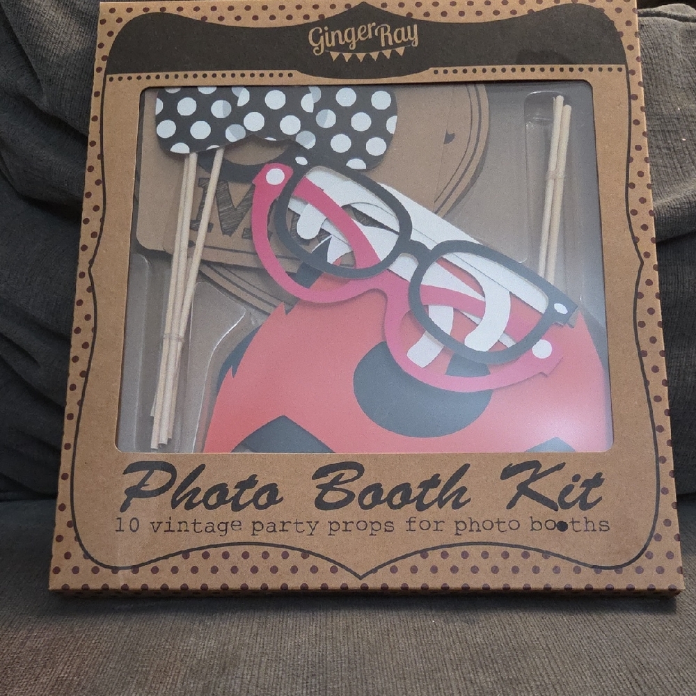 Vintage Photo Booth Kit with Red and Black Props